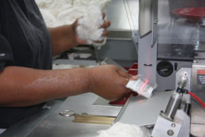 scanning a barcode for cotton sample