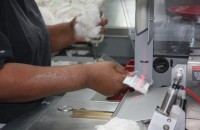 scanning a barcode for cotton sample